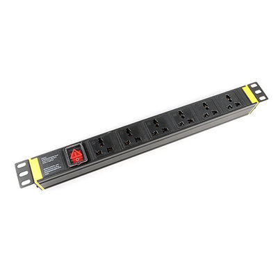 1U Thickness 6 Way Cabinet PDU Power Distribution Unit with Switch 250V 10A Universal