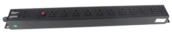 1.5U Thickness 10 Way Cabinet PDU with Overload Protection 125V 15A UL