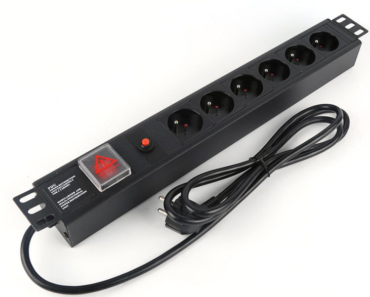 1U Thickness 6 Way Cabinet PDU with Switch and Overload Protection for Data Centers