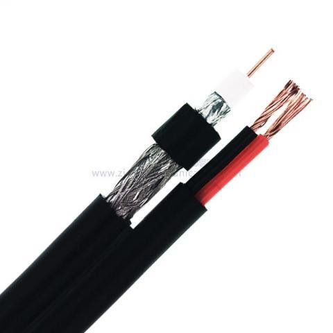 75 Ohm Impedance RG59 Siamese Cable with 2x0.75mm2 Power Cores and 95% BC Braid Shield for CCTV