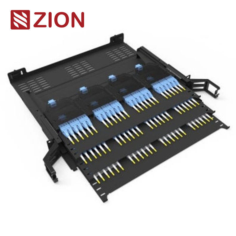 1U UHD 144 Fibers MPO/MTP Fiber Optic Patch Panel with 19" Rack Mountable Cold Rolled Steel Enclosure