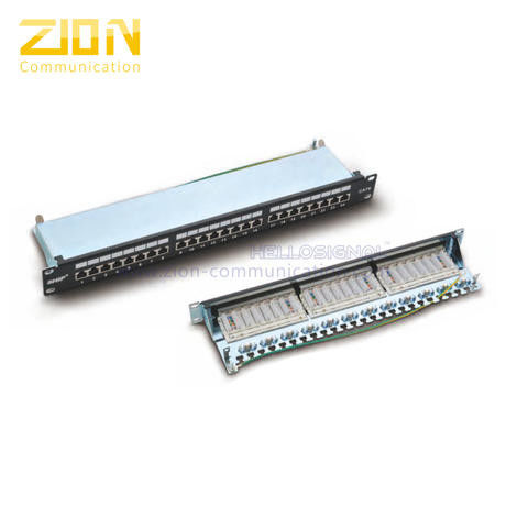 24 Ports Cat6A Shielded 1U Rackmount Patch Panel for Data Center Racks