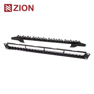 1 HE, 24 Ports, abgeschirmtes, leeres Patchpanel mit klappbarem Kabelmanager