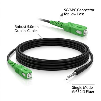Simplex SC/APC Single-Mode Glasfaserkabel G657A2 OS2 9/125um 5,0mm FTTH Kabel für den Innenbereich